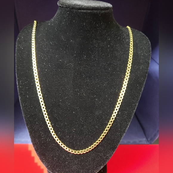 14kt Gold Curb Diamond Cut Design Chain
